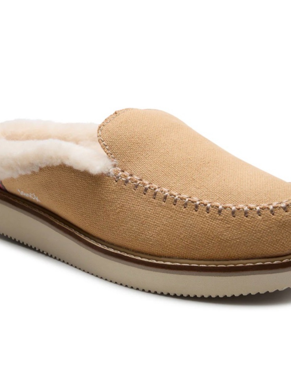 Sanuk Tan Canvas Fleece Mule